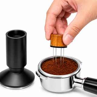 Yozcoffee Pressino e distributore WDT 2 in 1 per espresso 53 mm in acciaio inox, nero — foto del prodotto