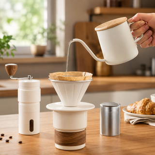 Yozcoffee Set pour-over portatile da 6 pezzi con macinacaffè manuale e custodia — vista alternativa