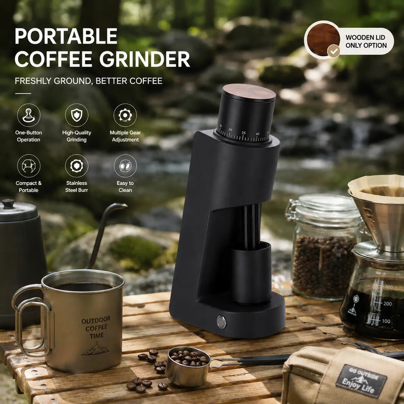 Electric Burr Coffee Grinder  40 Settings Steel Burr & Wood Lid - immagine del prodotto