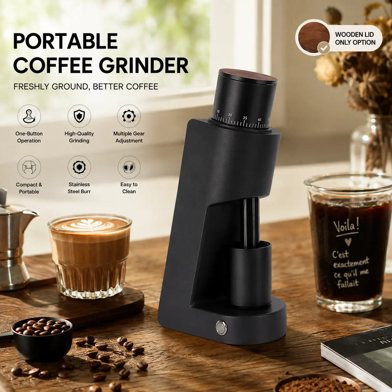 Electric Burr Coffee Grinder  40 Settings Steel Burr & Wood Lid - immagine del prodotto