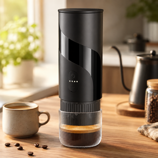Yozcoffee Macchina portatile per espresso 2 in 1 da 51 mm per caffè macinato e capsule, nera — vista alternativa