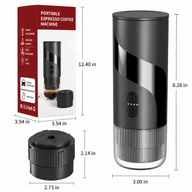 Portable Espresso Maker 51mm 2-in-1 Ground & Capsule Black: portable dimensions packaging