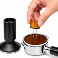 Yozcoffee Pressino e distributore WDT 2 in 1 per espresso 53 mm in acciaio inox, nero - miniatura 1