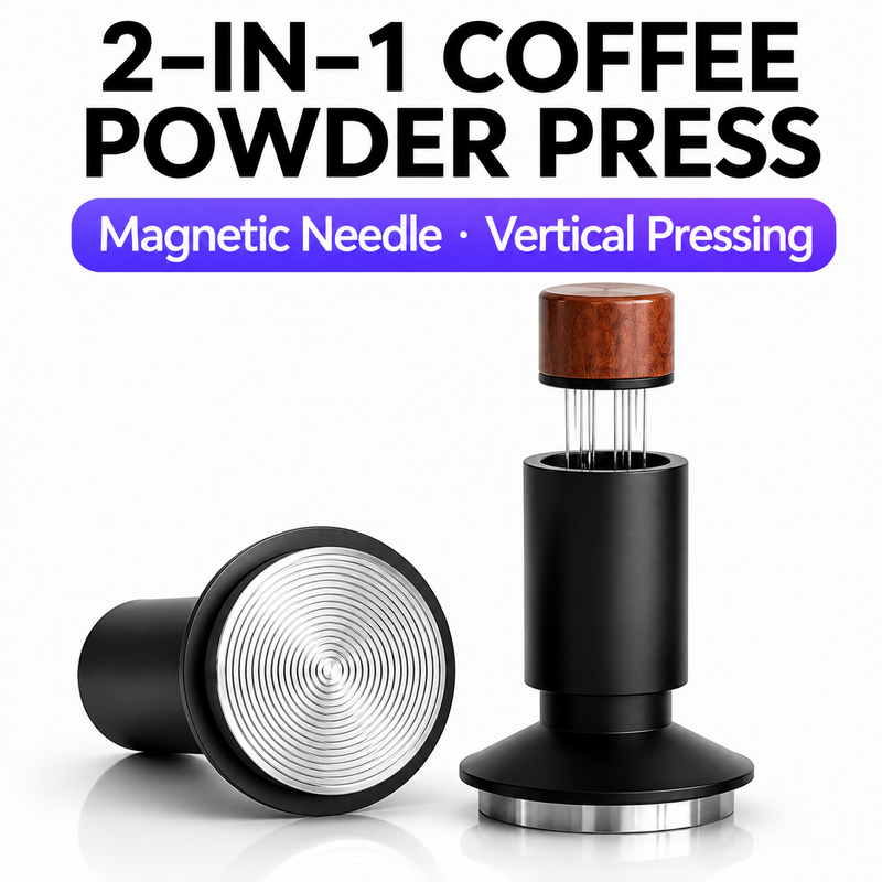 Yozcoffee Pressino e distributore WDT 2 in 1 per espresso 53 mm in acciaio inox, nero - immagine del prodotto