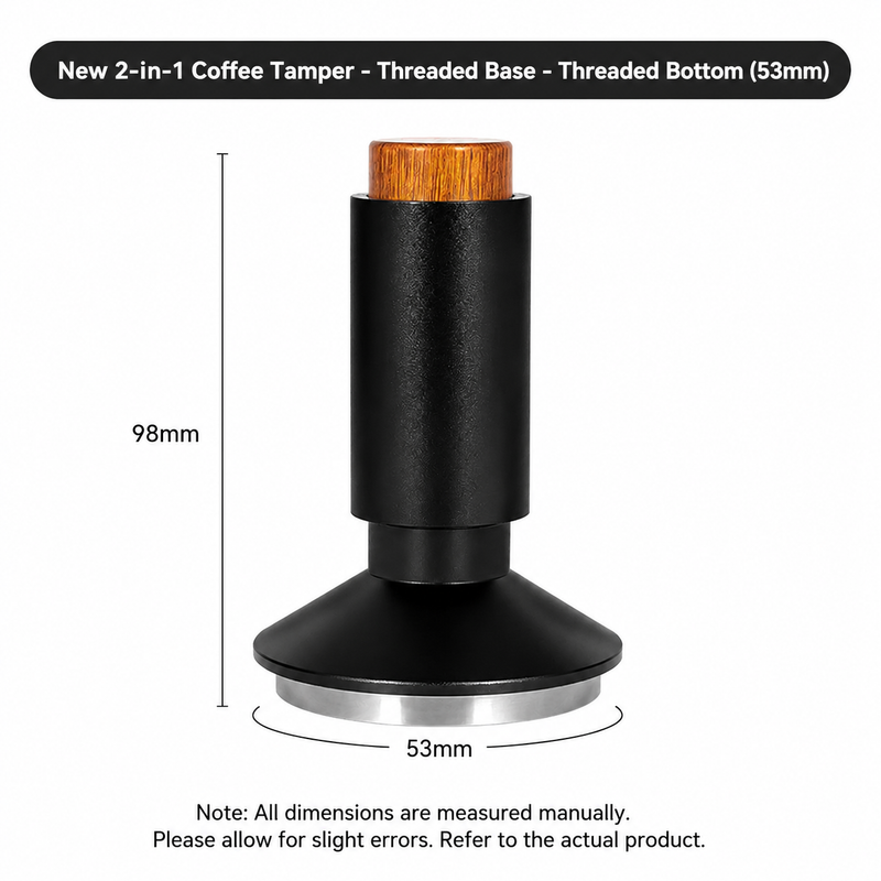 Yozcoffee Pressino e distributore WDT 2 in 1 per espresso 53 mm in acciaio inox, nero - immagine del prodotto