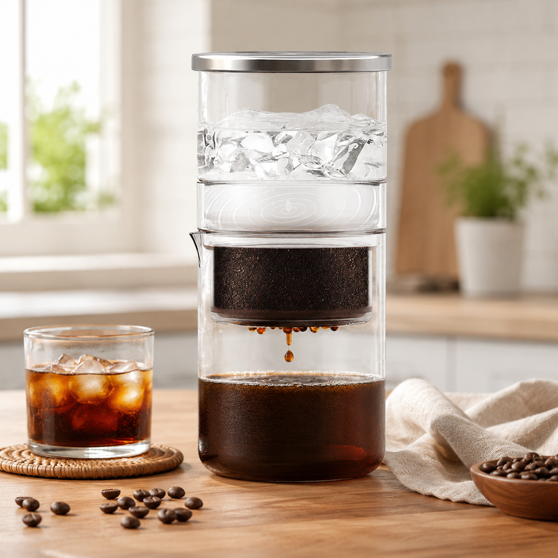 Yozcoffee Caffettiera cold brew a goccia di ghiaccio 300 ml in vetro trasparente - immagine del prodotto