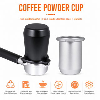 Yozcoffee Bicchiere dosatore Breville per espresso 54 mm in alluminio, nero/argento — vista alternativa