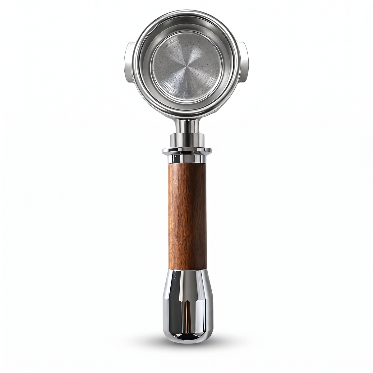 Yozcoffee Portafiltro E61 da 58 mm con manico in legno, senza fondo e con beccuccio - immagine del prodotto