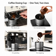 Yozcoffee Bicchiere dosatore per espresso 58 mm in lega di alluminio, nero/argento - miniatura 4