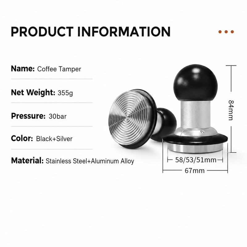 Espresso Tamper 58mm Aluminum Alloy Impact Design: information