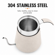 Yozcoffee Bollitore a collo d'oca per pour-over 600/700 ml in acciaio inox 304 rivestito in pelle - miniatura 2