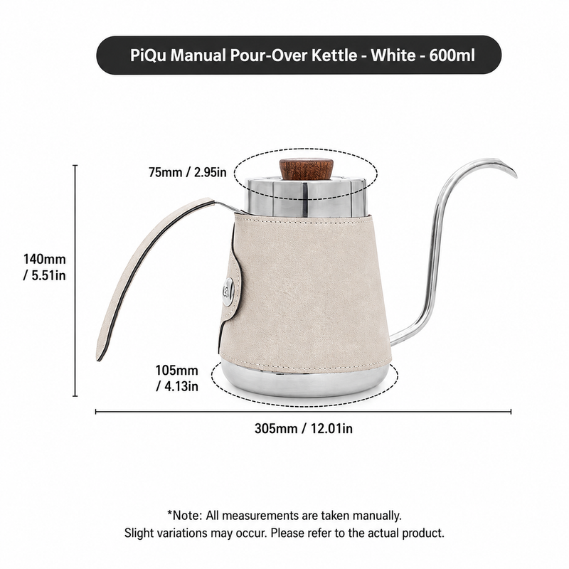 Yozcoffee Bollitore a collo d'oca per pour-over 600/700 ml in acciaio inox 304 rivestito in pelle - immagine del prodotto
