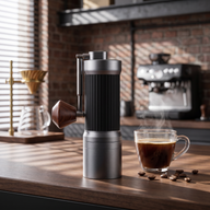 Yozcoffee Macinacaffè manuale a 40 regolazioni con macine in acciaio inox, nero/argento - miniatura 3