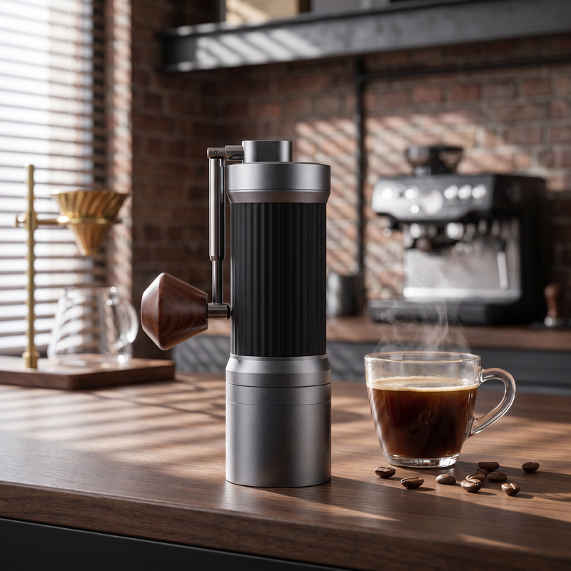 Yozcoffee Macinacaffè manuale a 40 regolazioni con macine in acciaio inox, nero/argento - immagine del prodotto