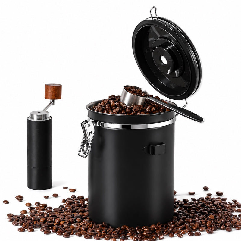 Yozcoffee Contenitore ermetico per caffè 1,5-2,8 L in acciaio inox 304 con valvola unidirezionale - immagine del prodotto