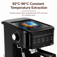 Yozcoffee Macchina per espresso 20 bar in acciaio inox con montalatte, nera - miniatura 3
