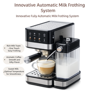 Yozcoffee Macchina per espresso 20 bar in acciaio inox con montalatte, nera - miniatura 6