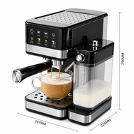Yozcoffee Macchina per espresso 20 bar in acciaio inox con montalatte, nera - miniatura 7