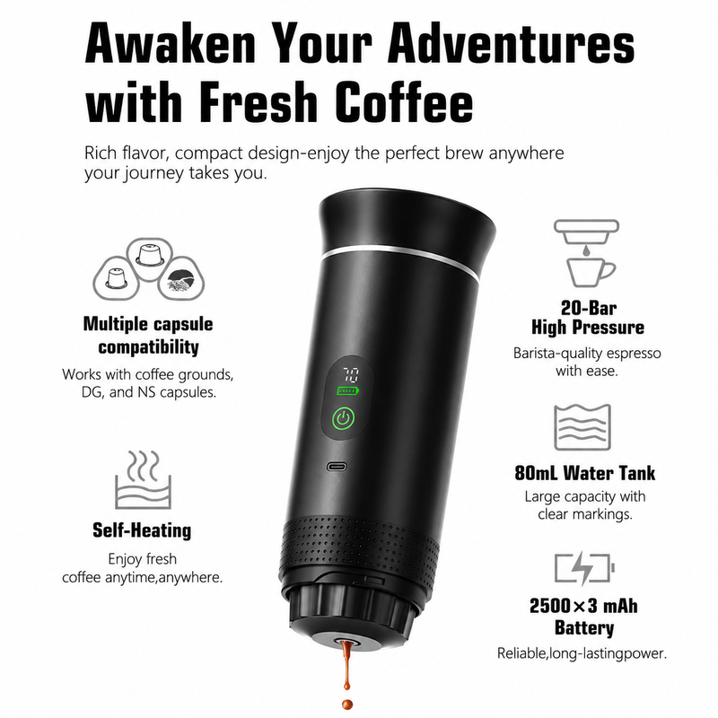 Yozcoffee Macchina da caffè portatile per capsule NS/DG e caffè macinato - immagine del prodotto