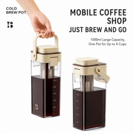 Yozcoffee Caraffa per cold brew 1000 ml con filtro senza BPA, albicocca/bianca - miniatura 3