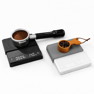 Yozcoffee Bilancia per caffè con timer 2 kg, digitale e ricaricabile, nera/bianca — foto del prodotto