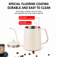 Yozcoffee Bollitore a collo d'oca per pour-over 350 ml in acciaio inox, beccuccio 5 mm - miniatura 4