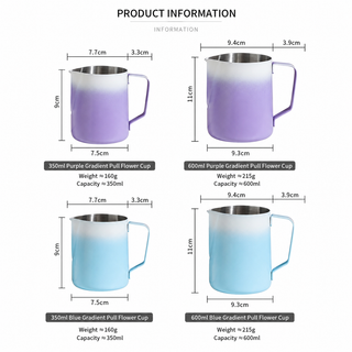 Yozcoffee Lattiera per latte art 350/600 ml in acciaio inox 304 sfumato — vista alternativa