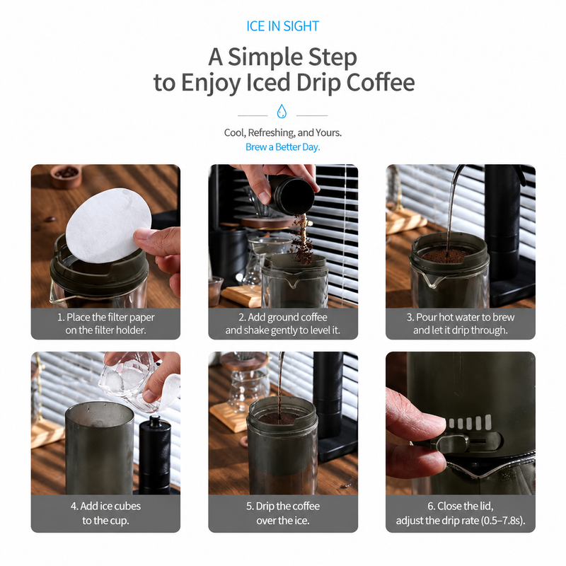 Yozcoffee Caffettiera cold brew a goccia di ghiaccio con flusso regolabile - immagine del prodotto