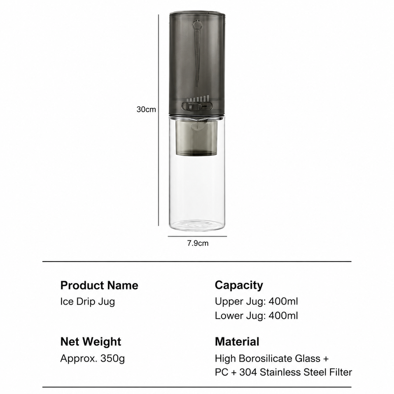 Yozcoffee Caffettiera cold brew a goccia di ghiaccio con flusso regolabile - immagine del prodotto
