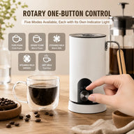 One-touch rotary control and five modes on Yozcoffee milk frother
