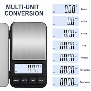 Yozcoffee Bilancia tascabile per caffè 500 g/0,01 g con LCD retroilluminato, nera — vista alternativa