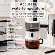 Portable Automatic Coffee Maker 160ml Mini Drip Brewer: temperature guide