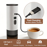 Portable Espresso Maker Brew Capsules or Ground Coffee: type c charging