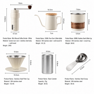 Yozcoffee Set pour-over portatile da 6 pezzi con macinacaffè manuale e custodia - miniatura 6