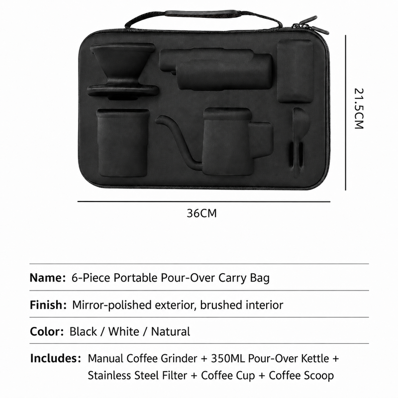 Yozcoffee Set pour-over portatile da 6 pezzi con macinacaffè manuale e custodia - immagine del prodotto