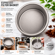 Yozcoffee Cestello filtro per espresso 58 mm/18 g in titanio puro, fori da 0,2 mm - miniatura 2