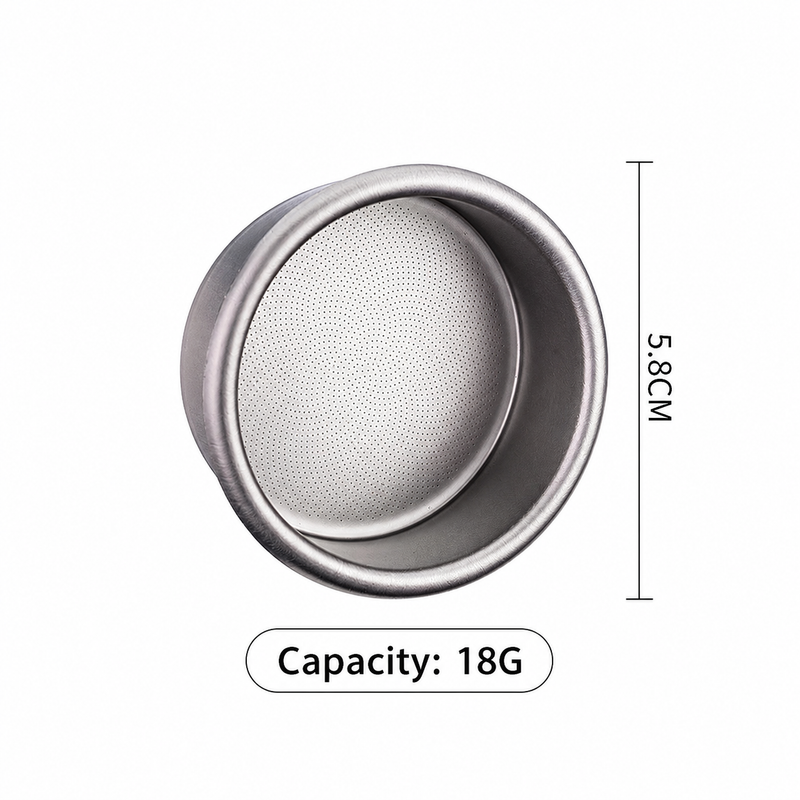 Yozcoffee Cestello filtro per espresso 58 mm/18 g in titanio puro, fori da 0,2 mm - immagine del prodotto