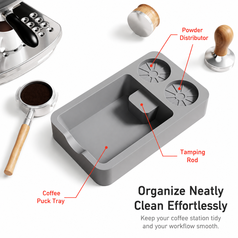 Yozcoffee Tappetino in silicone per pressino espresso, nero/grigio - immagine del prodotto