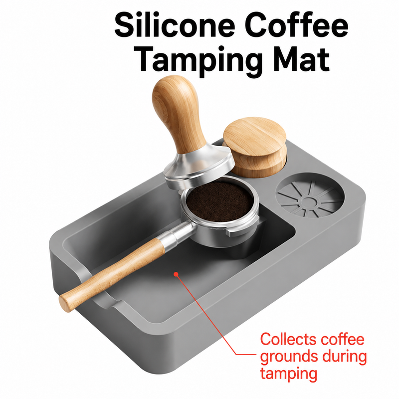 Yozcoffee Tappetino in silicone per pressino espresso, nero/grigio - immagine del prodotto