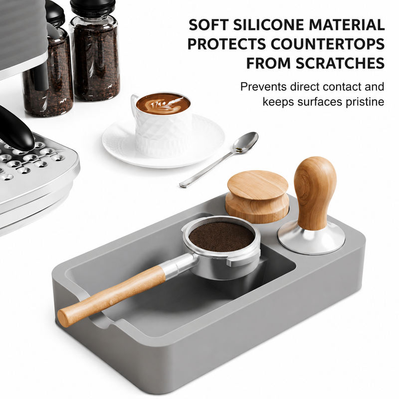 Yozcoffee Tappetino in silicone per pressino espresso, nero/grigio - immagine del prodotto