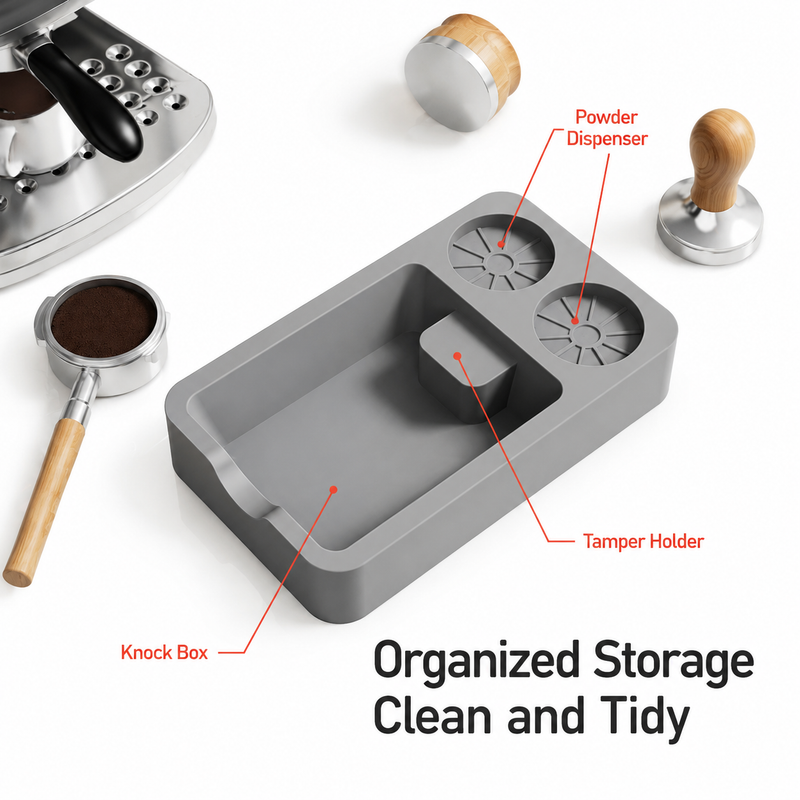 Yozcoffee Tappetino in silicone per pressino espresso, nero/grigio - immagine del prodotto