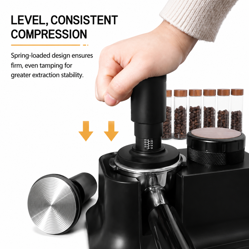 Yozcoffee Pressino a molla e distributore WDT 51/53/58,35 mm in acciaio inox - immagine del prodotto