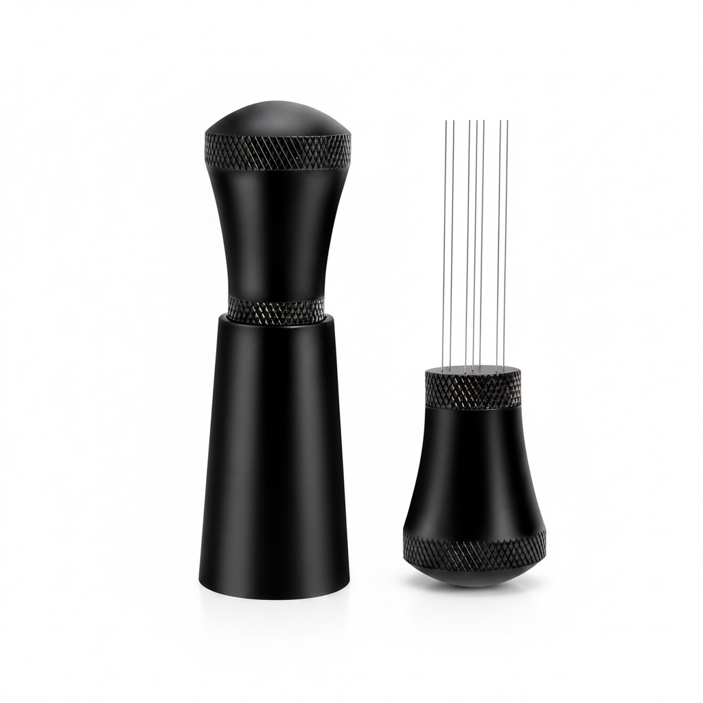 Yozcoffee Strumento WDT a 7 aghi per espresso in lega di alluminio, argento/nero - immagine del prodotto