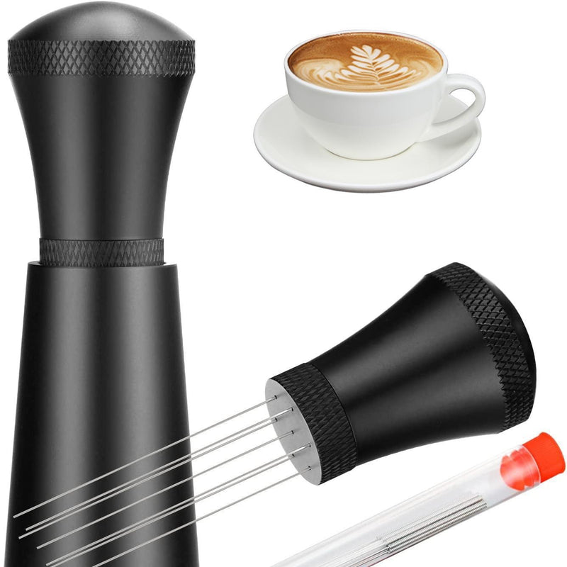 Yozcoffee Strumento WDT a 7 aghi per espresso in lega di alluminio, argento/nero - immagine del prodotto