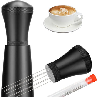 Yozcoffee Strumento WDT a 7 aghi per espresso in lega di alluminio, argento/nero — vista alternativa