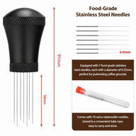 Yozcoffee Strumento WDT a 7 aghi per espresso in lega di alluminio, argento/nero - miniatura 5