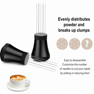 Yozcoffee Strumento WDT a 7 aghi per espresso in lega di alluminio, argento/nero - miniatura 6