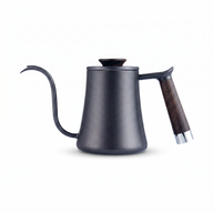 Yozcoffee Bollitore a collo d'oca per pour-over 350/600 ml con manico in legno, nero/bianco - miniatura 2